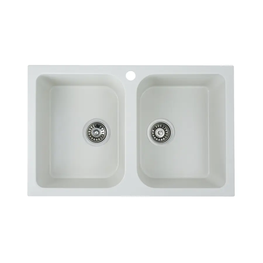 Гранітна мийка для кухні Platinum 7648W TWIN глянець Біла