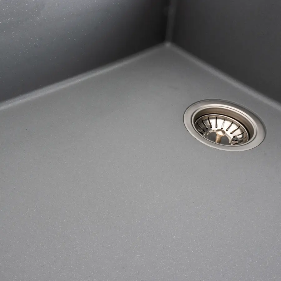 Гранітна мийка для кухні Platinum 8650 DIAMOND матова (сірий металік)