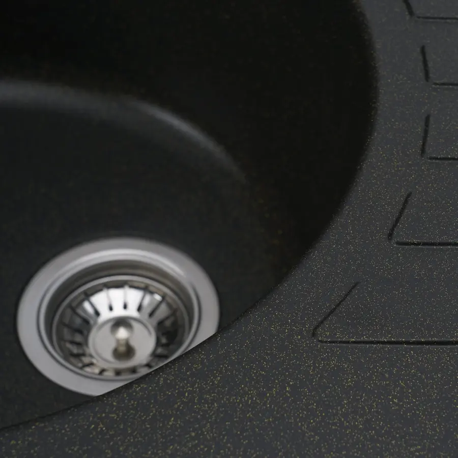 Гранітна мийка для кухні Platinum 6250 SOUL матова Чорна GOLD