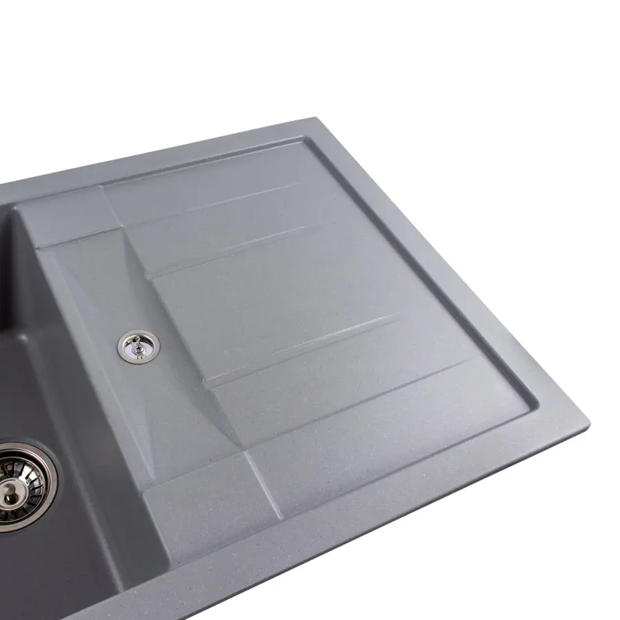 Гранітна мийка для кухні Platinum 7850 TROYA матова Сірий металік