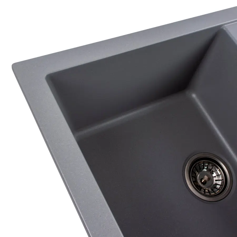 Гранітна мийка для кухні Platinum 7850 TROYA матова Сірий металік