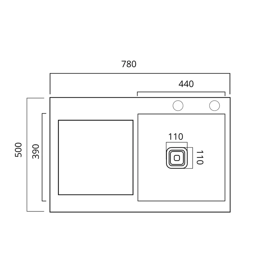 Кухонна мийка 78*50С R нержавійка Platinum Handmade (поглиблена полиця, 3.0/1.0 мм)