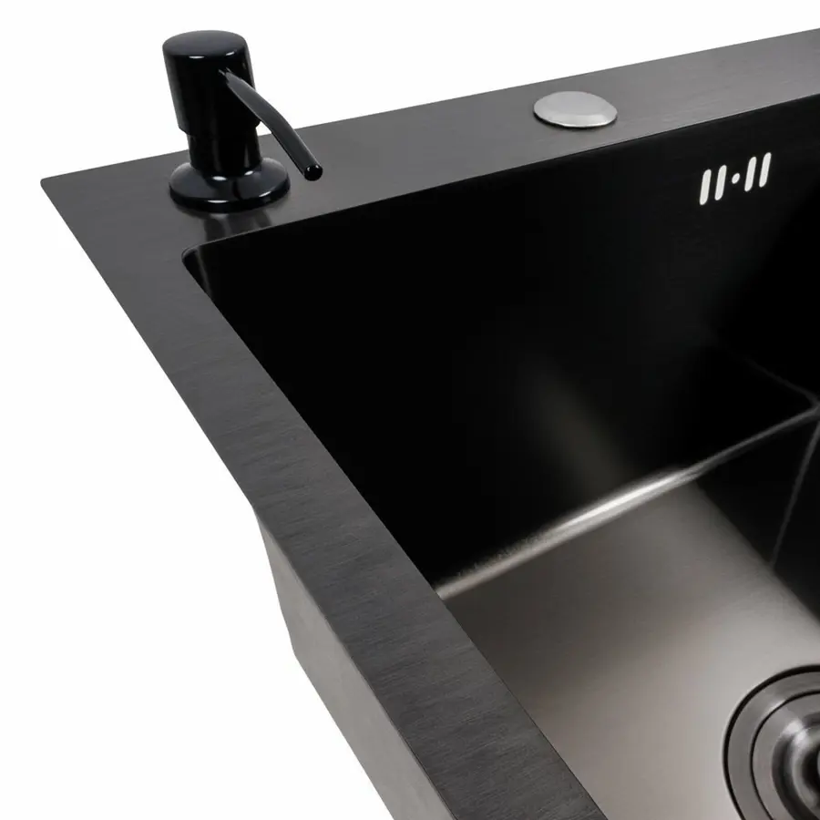 Кухонна мийка CM 78*50 L чорна PVD VALESO Handmade (круглий сифон 3,0/0,8)