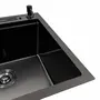 Кухонна мийка 50*50 PVD чорна VALESO Handmade з підставкою для ножів (сифон круглий, 3,0/0,8)
