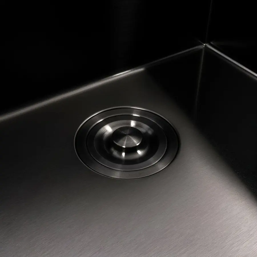 Кухонна мийка 50*50 PVD чорна VALESO Handmade з підставкою для ножів (сифон круглий, 3,0/0,8)