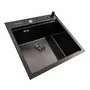 Кухонна мийка 50*50 PVD чорна VALESO Handmade з підставкою для ножів (сифон круглий, 3,0/0,8)