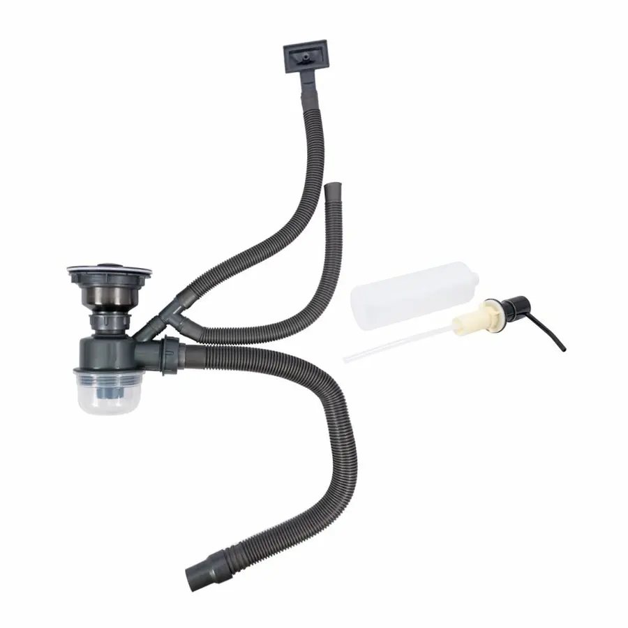 Кухонна мийка 50*50 PVD чорна VALESO Handmade з підставкою для ножів (сифон круглий, 3,0/0,8)