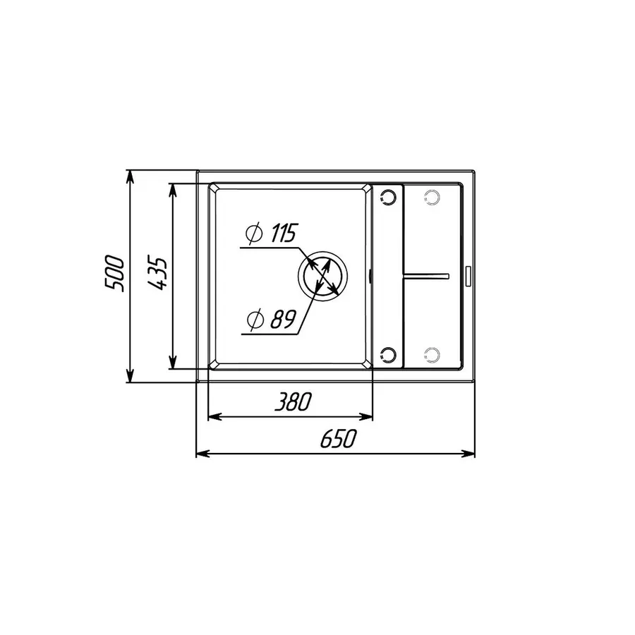 Гранітна мийка для кухні VALESO LOTOS 6550 матова Антрацит