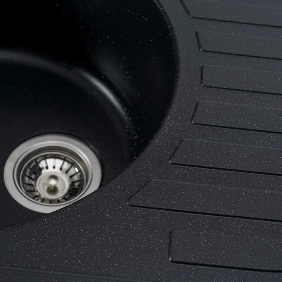 Гранітна мийка для кухні VALESO LIRA 7750 матова Чорний металік