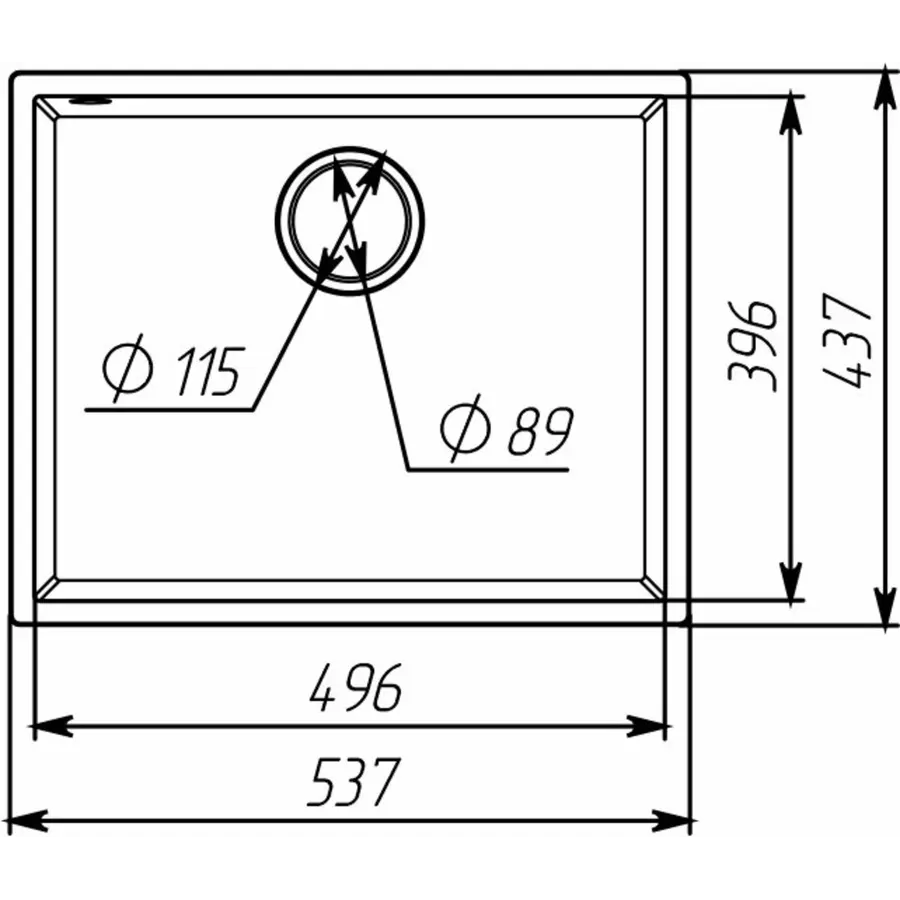 Гранітна мийка для кухні VALESO OASIS 5444 матова Темна скеля