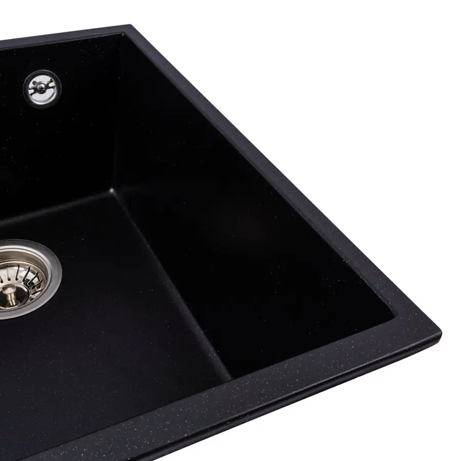 Гранитная мойка для кухни VALESO ROXY 3744 матовая Черный металлик