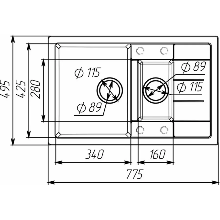 Гранітна мийка для кухні VALESO TOSKANA 7850W матова Сіра