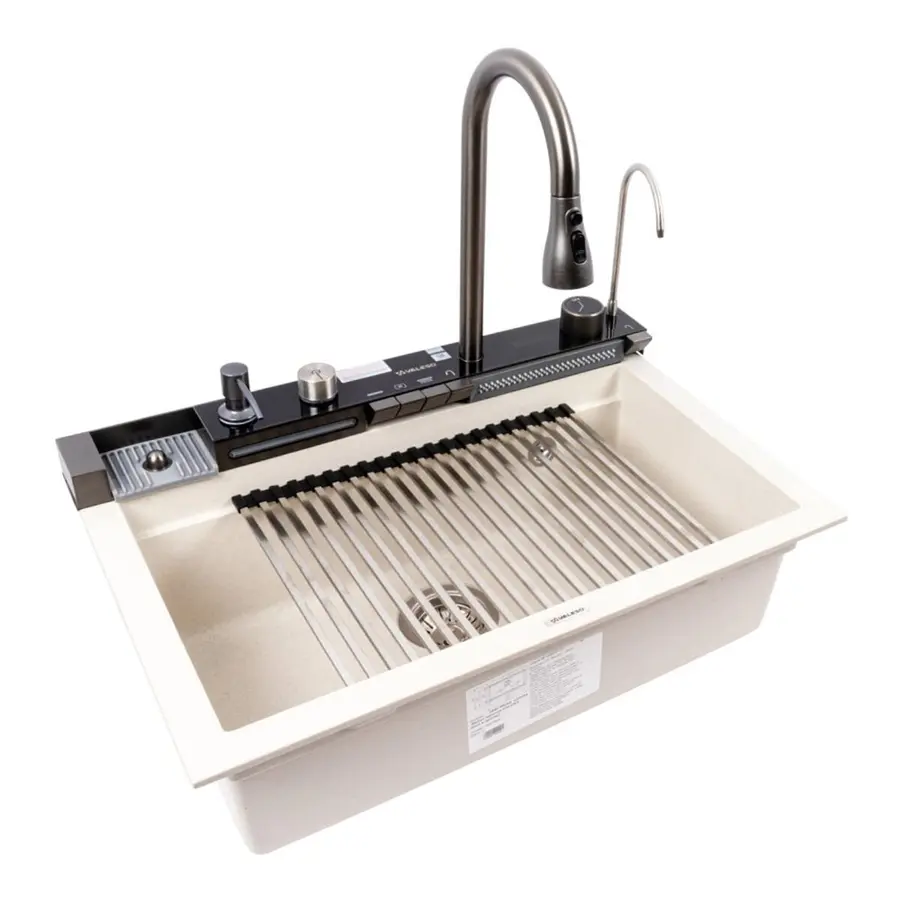 Гранітна мийка VALESO IRENA 6846 матова Біла в крапку