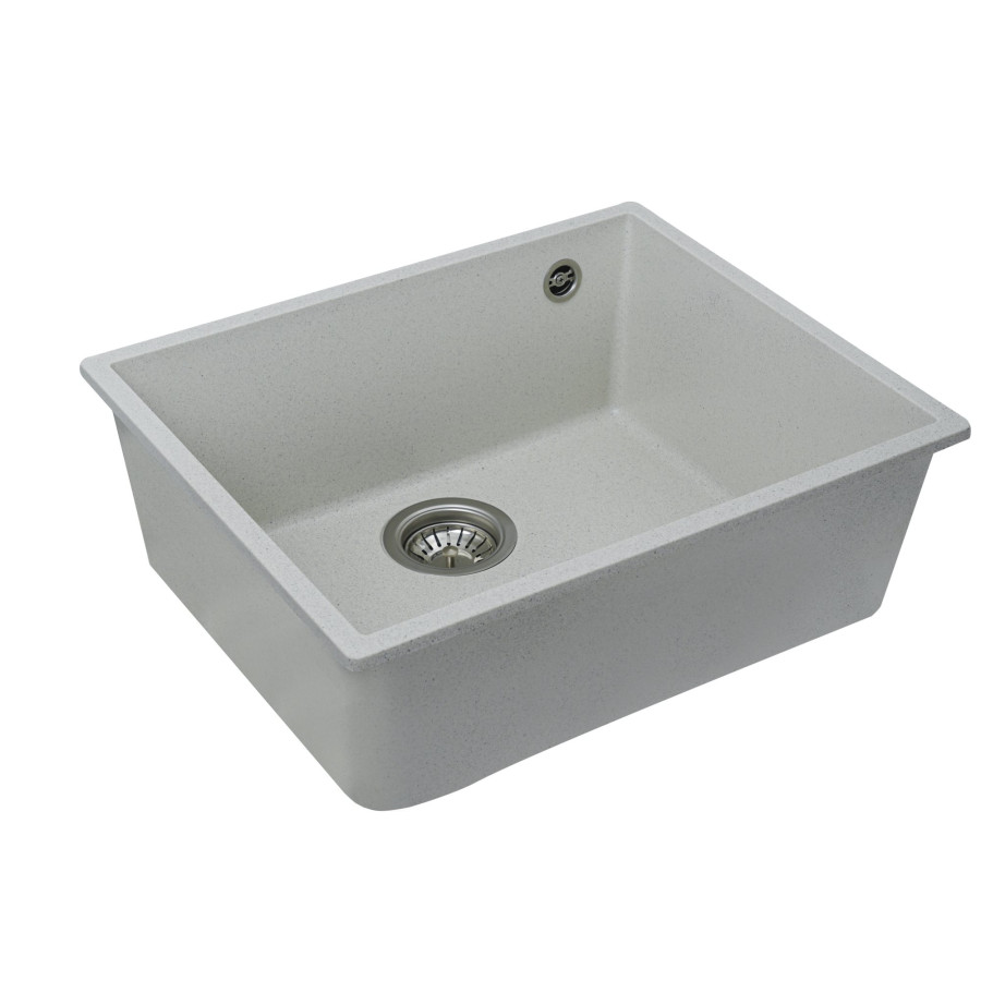 Гранітна мийка для кухні Platinum 5444 OASIS матова Біла в крапку