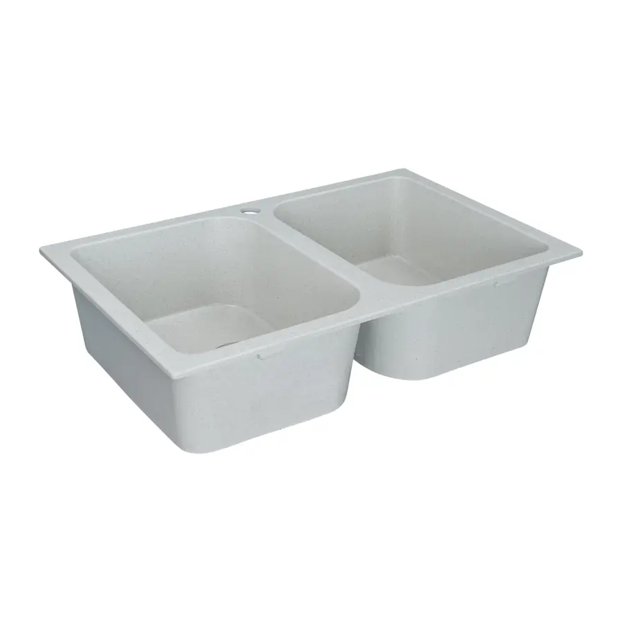 Гранітна мийка для кухні Platinum 7648W TWIN глянець Біла в крапку