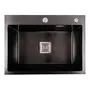 Кухонна мийка Platinum Handmade PVD HSBB чорна 600х450х230 (квадратний сифон,3.0/1.0)
