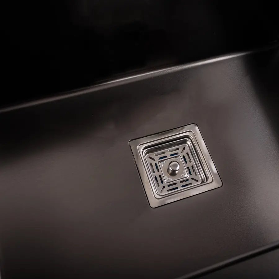 Кухонна мийка Platinum Handmade PVD HSBB чорна 600х450х230 (квадратний сифон,3.0/1.0)