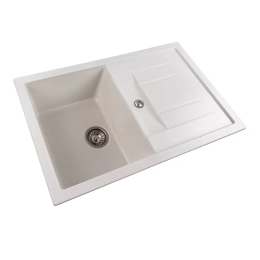 Гранітна мийка для кухні Platinum 7850 TROYA матова Біла в крапку