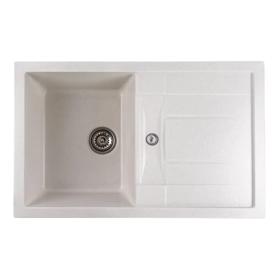 Гранітна мийка для кухні Platinum 7850 TROYA матова Біла в крапку