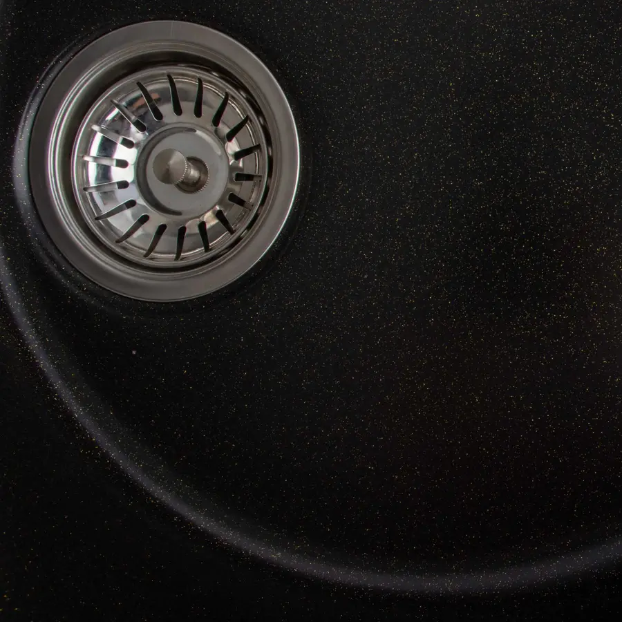 Гранітна мийка для кухні Platinum 7346 ASTORIA глянець Чорна GOLD