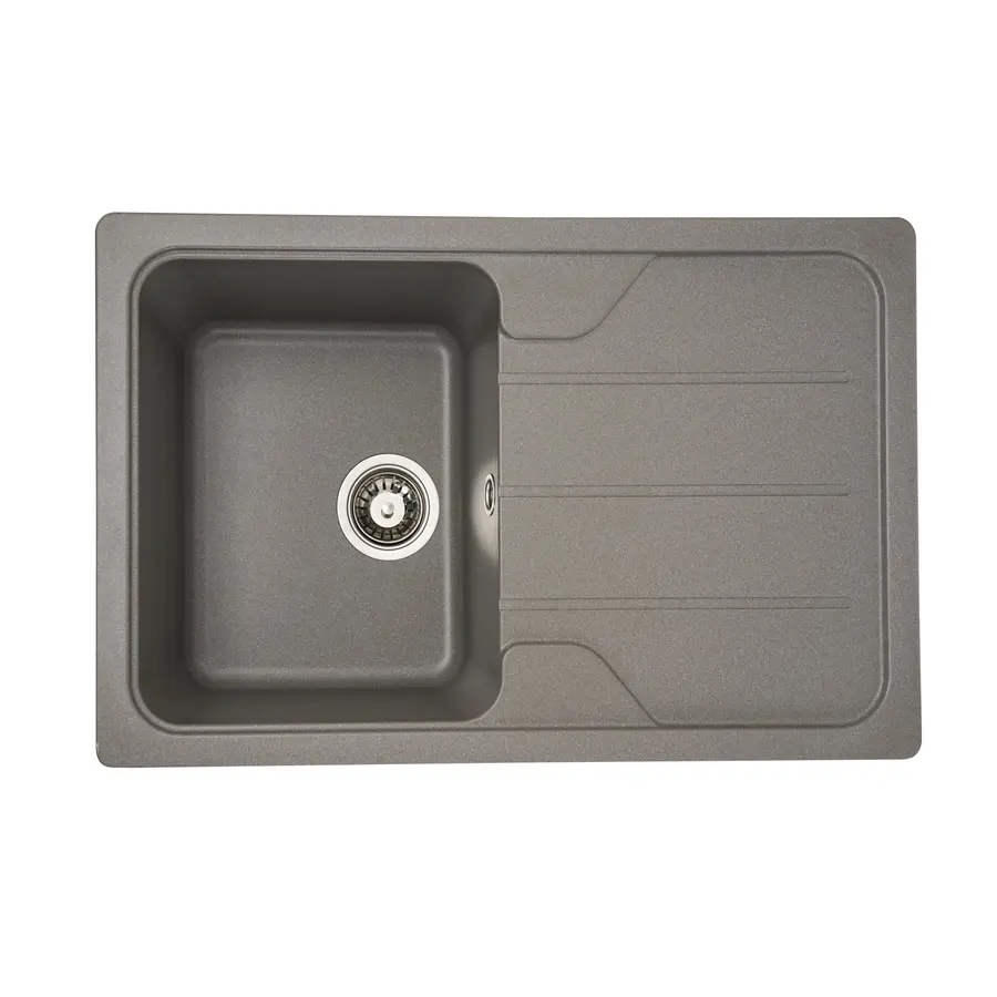 Гранітна мийка для кухні Platinum 7850 CAMELIA глянец Сірий мусон