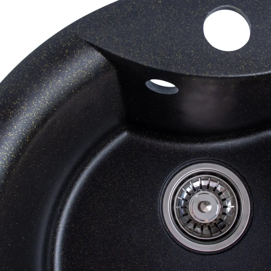 Гранітна мийка для кухні Platinum 480 TURAS матова Чорна GOLD