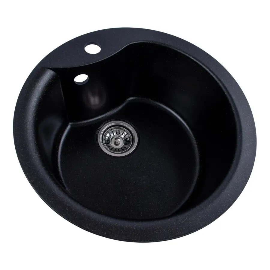 Гранітна мийка для кухні Platinum 480 TURAS матова Чорна GOLD