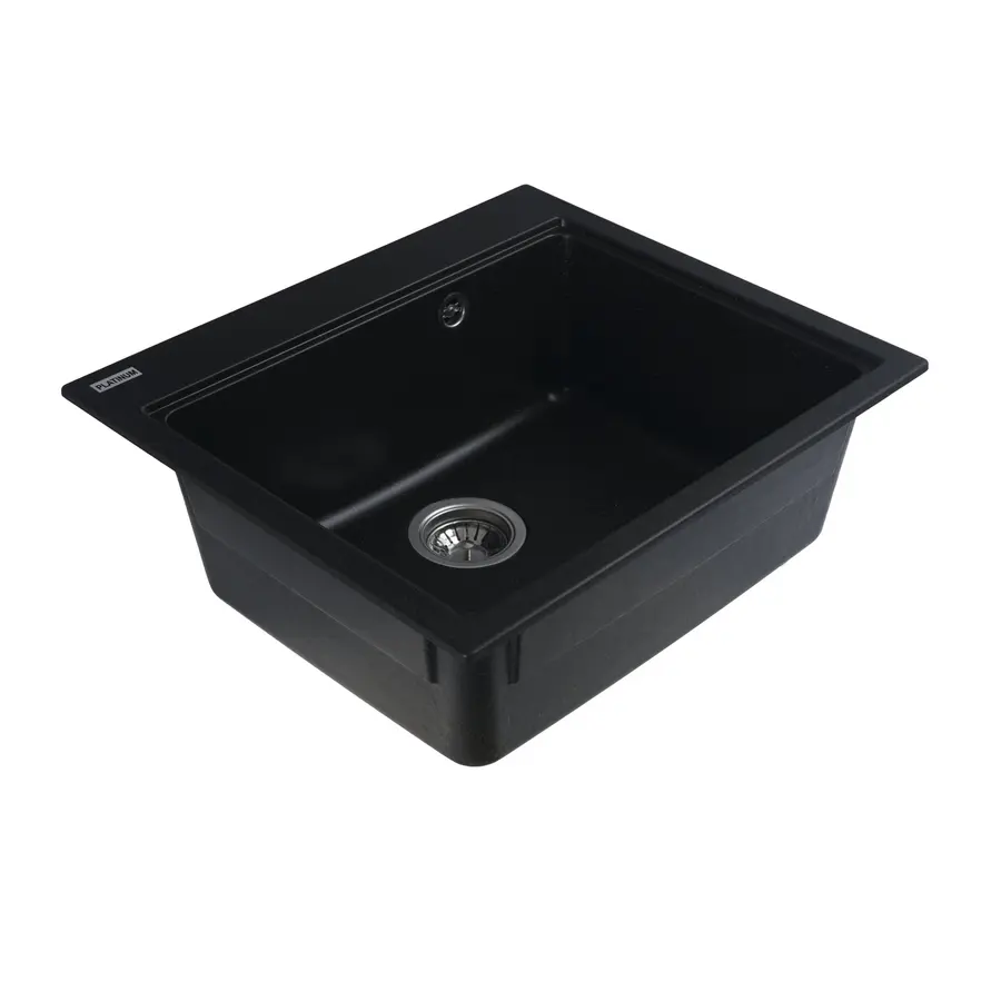 Гранітна мийка для кухні Platinum 5852 VESTA матова Чорна GOLD