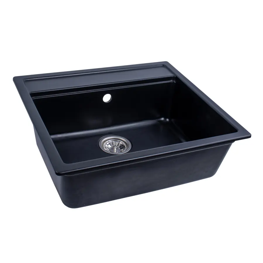 Гранітна мийка для кухні Platinum 5751 NIKA глянець Чорна