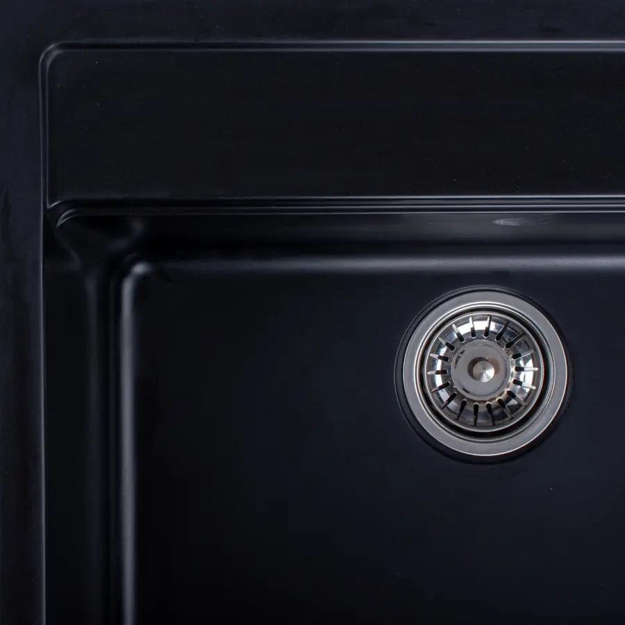 Гранітна мийка для кухні Platinum 5751 NIKA глянець Чорна