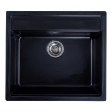 Гранітна мийка для кухні Platinum 5751 NIKA глянець Чорна
