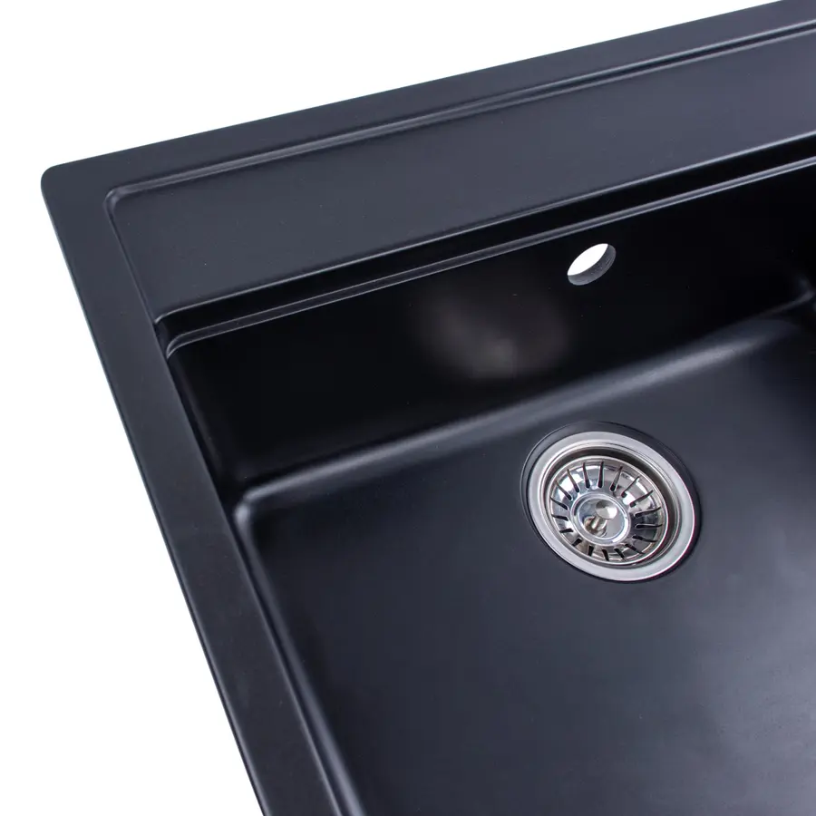 Гранітна мийка для кухні Platinum 5751 NIKA глянець Чорна