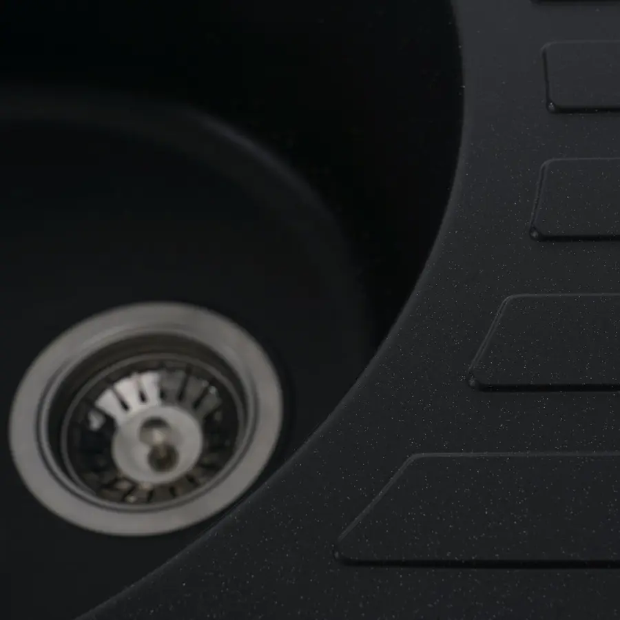 Гранітна мийка для кухні Platinum 6250 SOUL матова Чорний металік