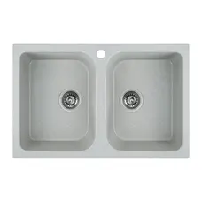 Гранітна мийка для кухні Platinum 7648W TWIN глянець Топаз