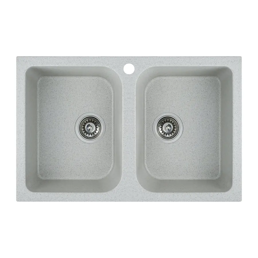 Гранітна мийка для кухні Platinum 7648W TWIN глянець Топаз