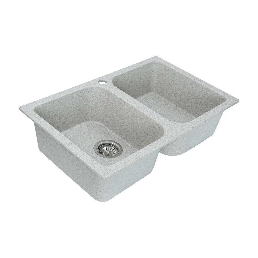 Гранітна мийка для кухні Platinum 7648W TWIN глянець Топаз