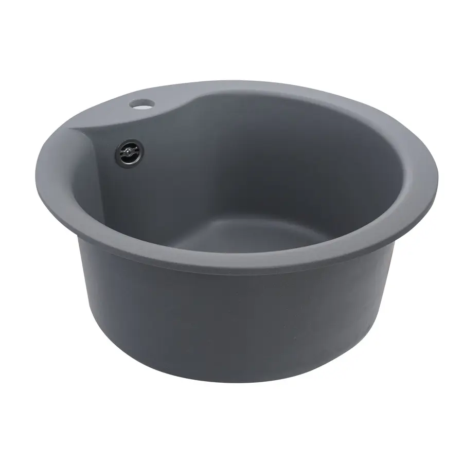 Гранітна мийка для кухні Platinum 480 TURAS матова Сірий металік