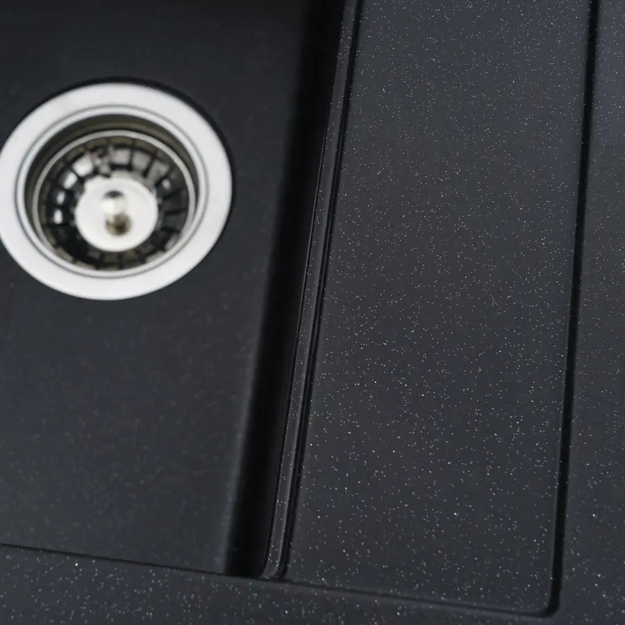 Гранітна мийка для кухні Platinum 5149 FIESTA матова Чорний металік