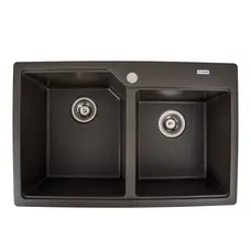 Гранітна мийка для кухні Platinum 7850 HARMONY матова Темна скеля