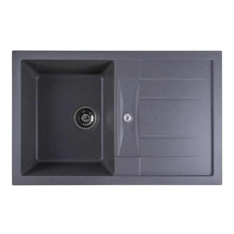 Гранітна мийка для кухні Platinum 7850 TROYA матова Сірий мусон