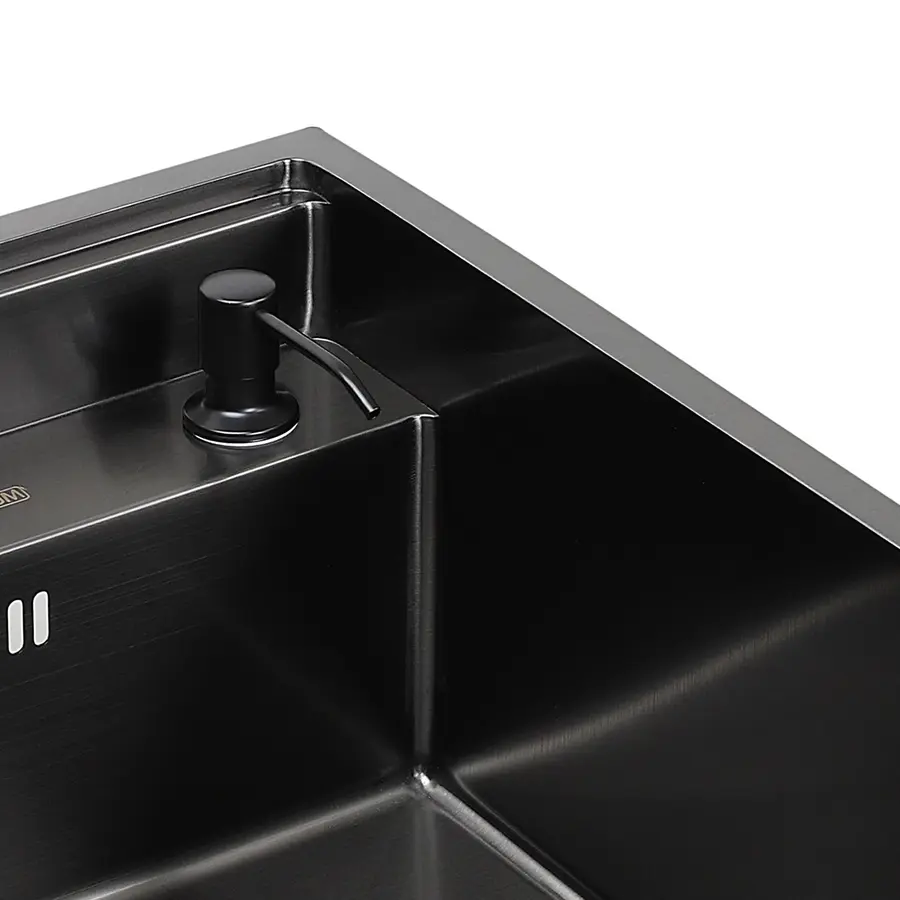Кухонна прихована мийка Platinum Handmade PVD чорна 400х500х220 (змішувач в комплекті)