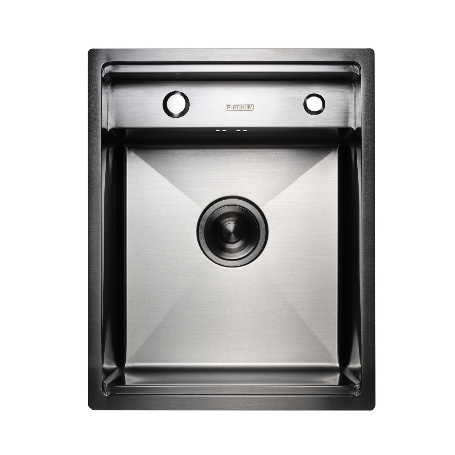 Кухонна прихована мийка Platinum Handmade PVD чорна 400х500х220 (змішувач в комплекті)