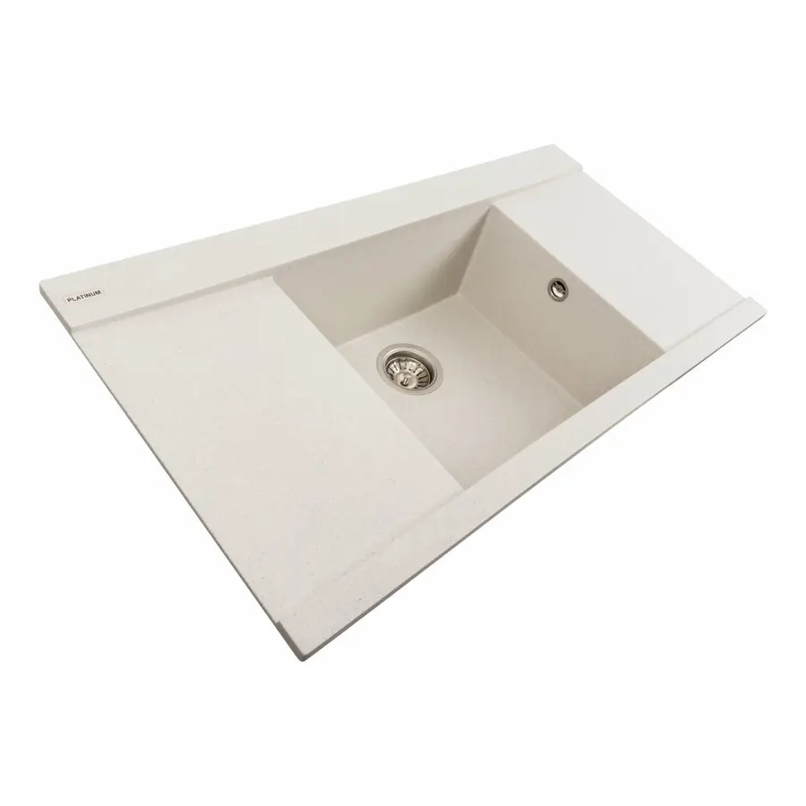 Гранітна мийка для кухні Platinum 9651 ATLAS матова Біла в крапку