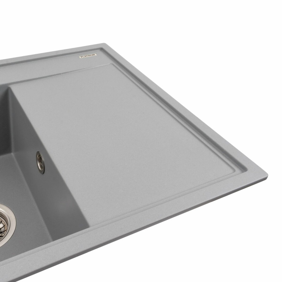 Гранитная мойка для кухни Platinum 7950 AZURIT матовый Серый металлик