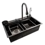 Кухонная мойка 75*45G черная Platinum Handmade "Водопад"