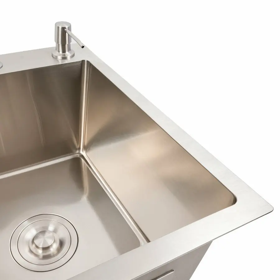 Кухонна мийка CM 58*48 R нержавійка VALESO Handmade (круглий сифон 3,0/0,8)