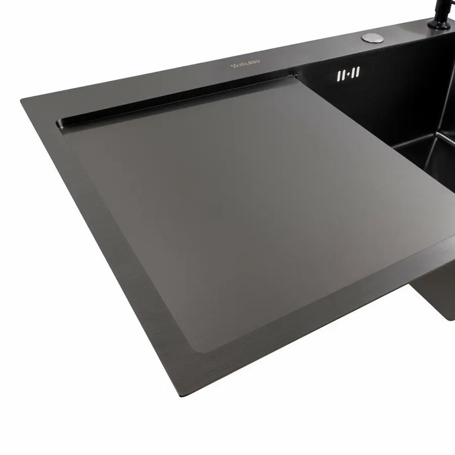 Кухонная мойка CM 78*50 R черная PVD VALESO Handmade (круглый сифон 3,0/0,8)