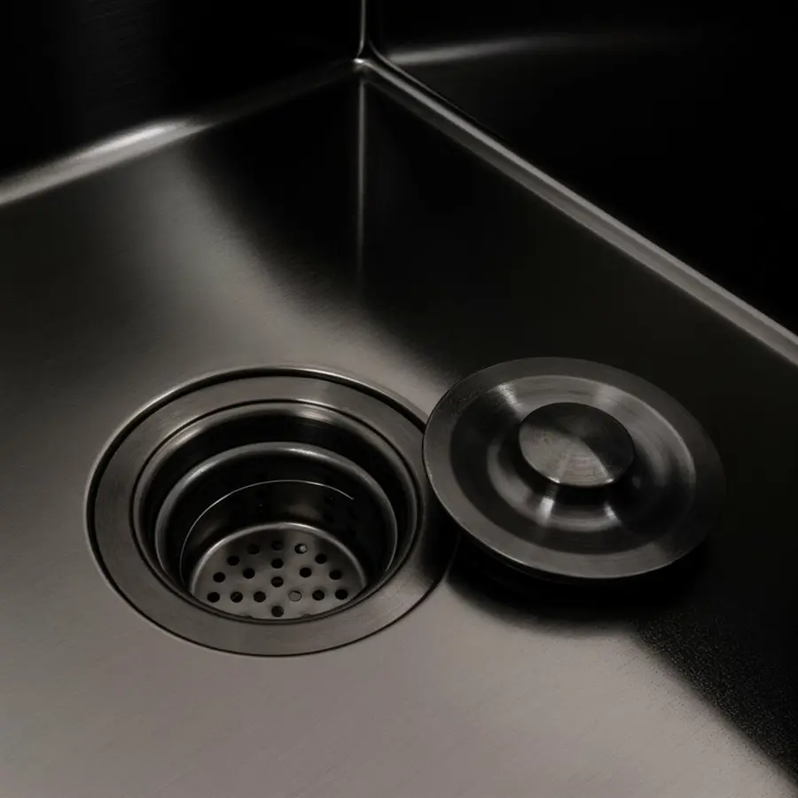 Кухонная мойка CM 78*50 R черная PVD VALESO Handmade (круглый сифон 3,0/0,8)