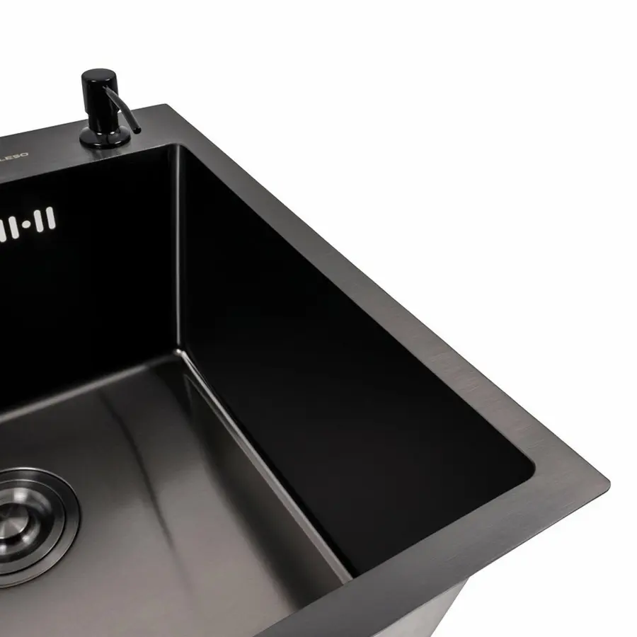 Кухонна мийка 50*50 PVD чорна Valeso Handmade (товщина 3,0/1.5)