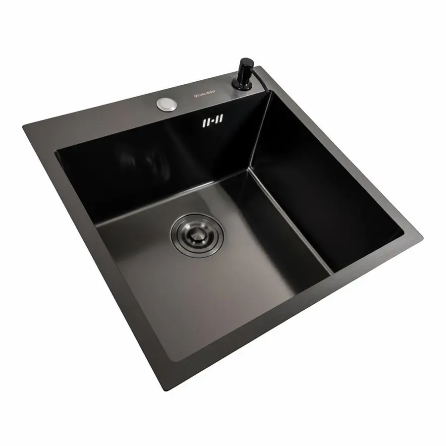 Кухонна мийка 50*50 PVD чорна Valeso Handmade (товщина 3,0/1.5)